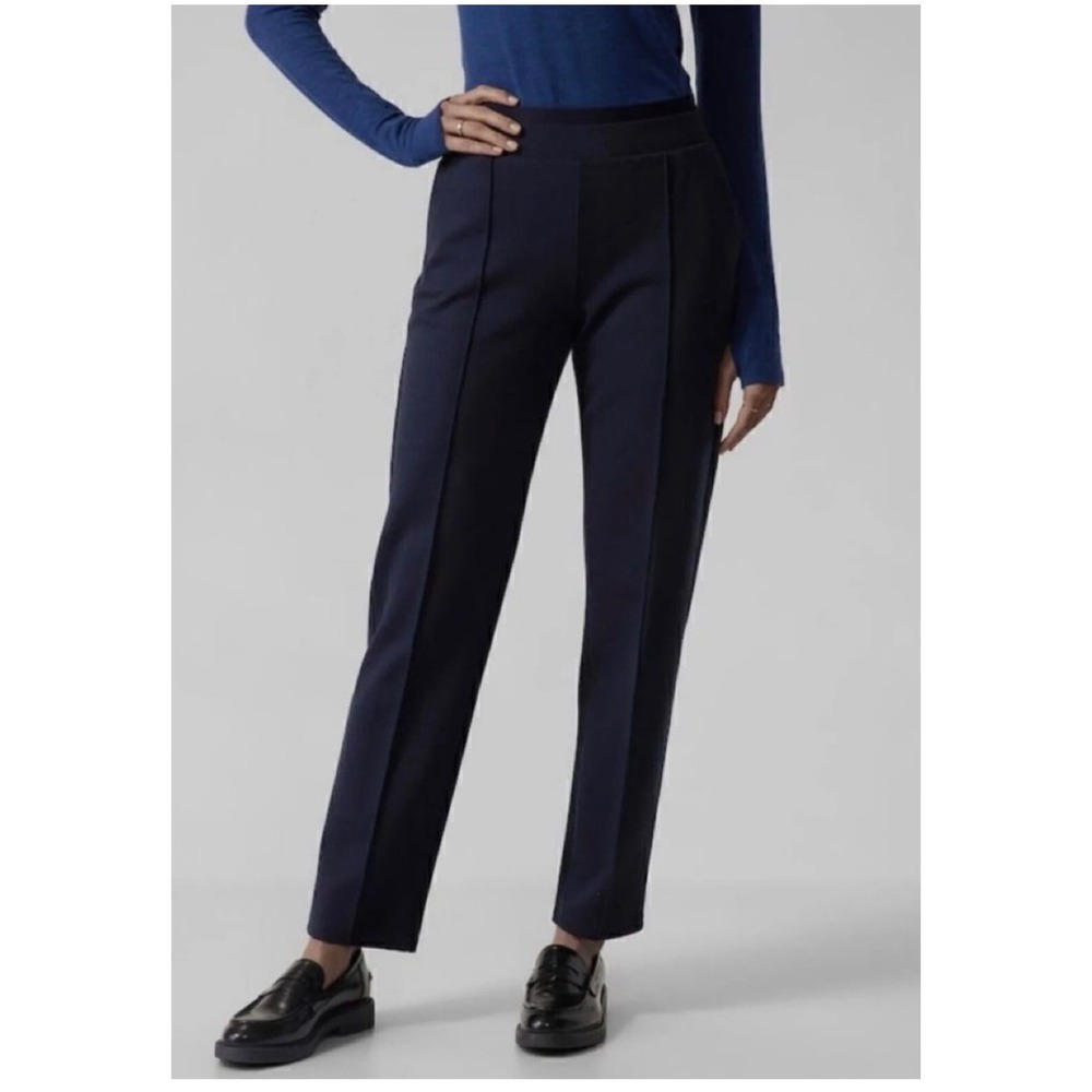 ATHLETA Venice Heathered Pintuck Pant Navy Blue Large NEW Athleisure Casual